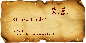 Klinko Ernő névjegykártya